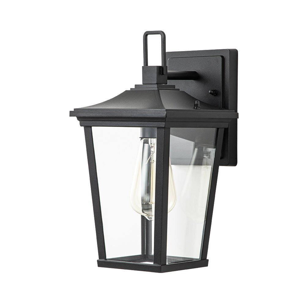 Pendantlightie - Classical 1 - Light Clear Glass Outdoor Lantern Wall Light - Outdoor Wall Light - Black - 