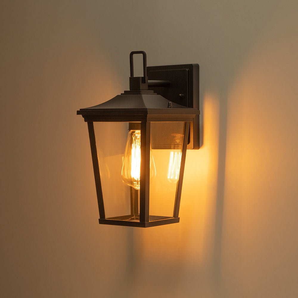 Pendantlightie - Classical 1 - Light Clear Glass Outdoor Lantern Wall Light - Outdoor Wall Light - Black - 