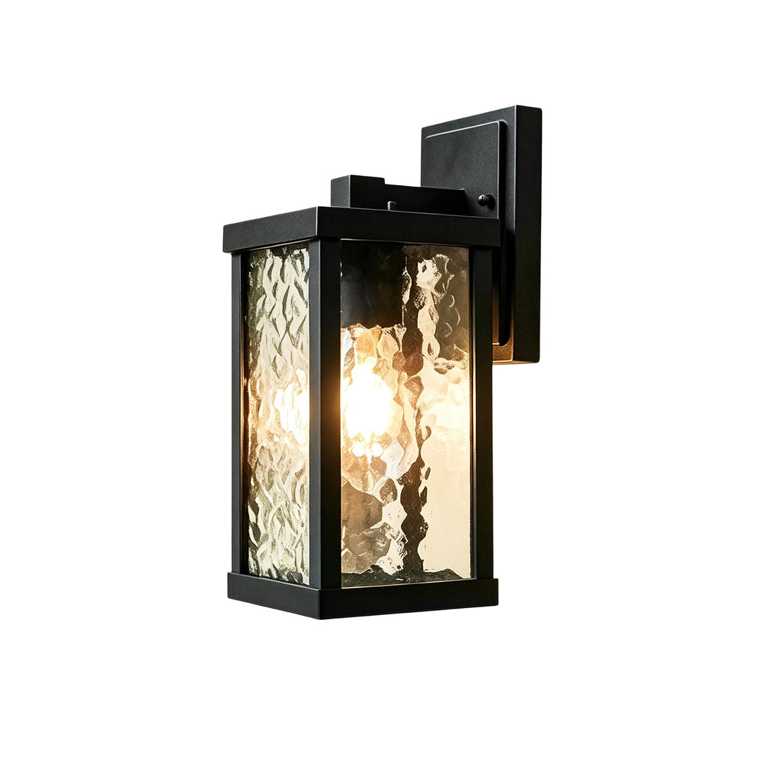 Pendantlightie-Classical 1-Light Lantern Rippled Glass Outdoor Porch Wall Sconce-Outdoor Wall Light-Small-