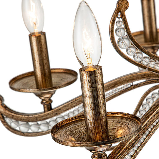 Pendantlightie - Classical French 6 - Light Retro Candle Style Crystal Chandelier - Chandeliers - Antique Bronze - 