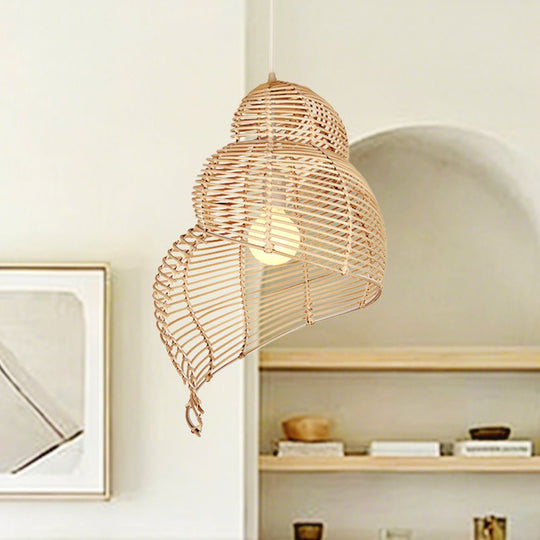 Pendantlightie - Coastal 1 - Light Spiral Conch Rattan Handwoven Pendant Light - Pendants - Brown - Small