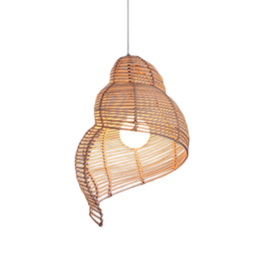 Pendantlightie - Coastal 1 - Light Spiral Conch Rattan Handwoven Pendant Light - Pendants - Brown - Small