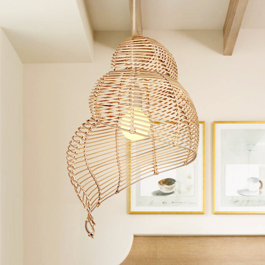 Pendantlightie - Coastal 1 - Light Spiral Conch Rattan Handwoven Pendant Light - Pendants - Natural - Medium