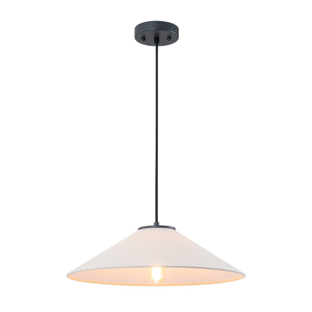 Pendantlightie - Contemporary 1 - Light Fabric Conical Linen White Pendant - Pendants - Medium - 