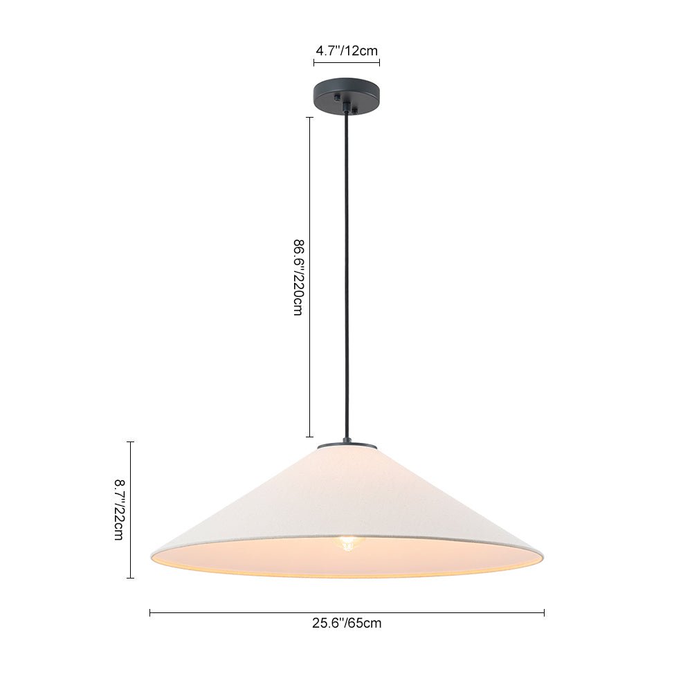 Pendantlightie - Contemporary 1 - Light Fabric Conical Linen White Pendant - Pendants - Medium - 