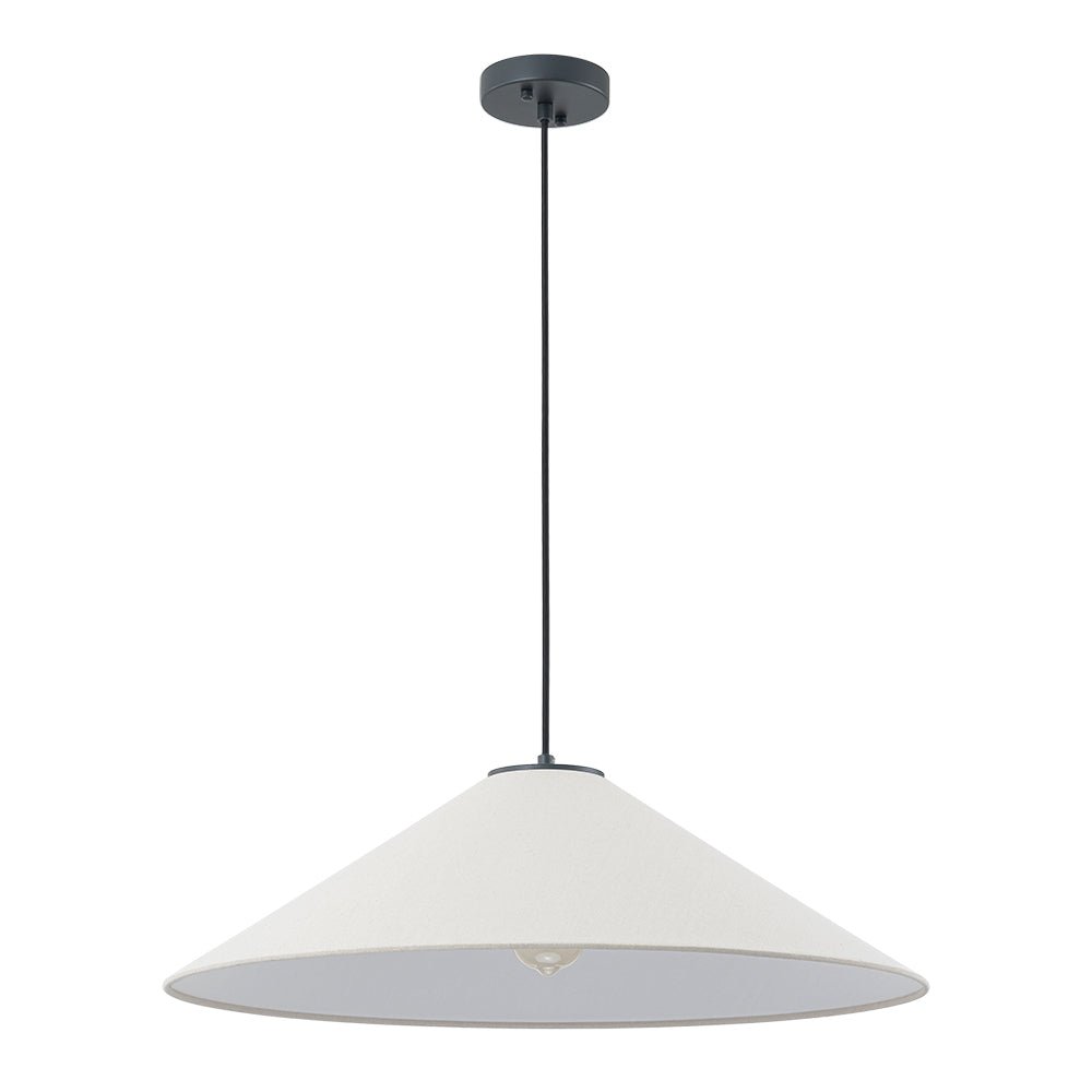 Pendantlightie - Contemporary 1 - Light Fabric Conical Linen White Pendant - Pendants - Medium - 