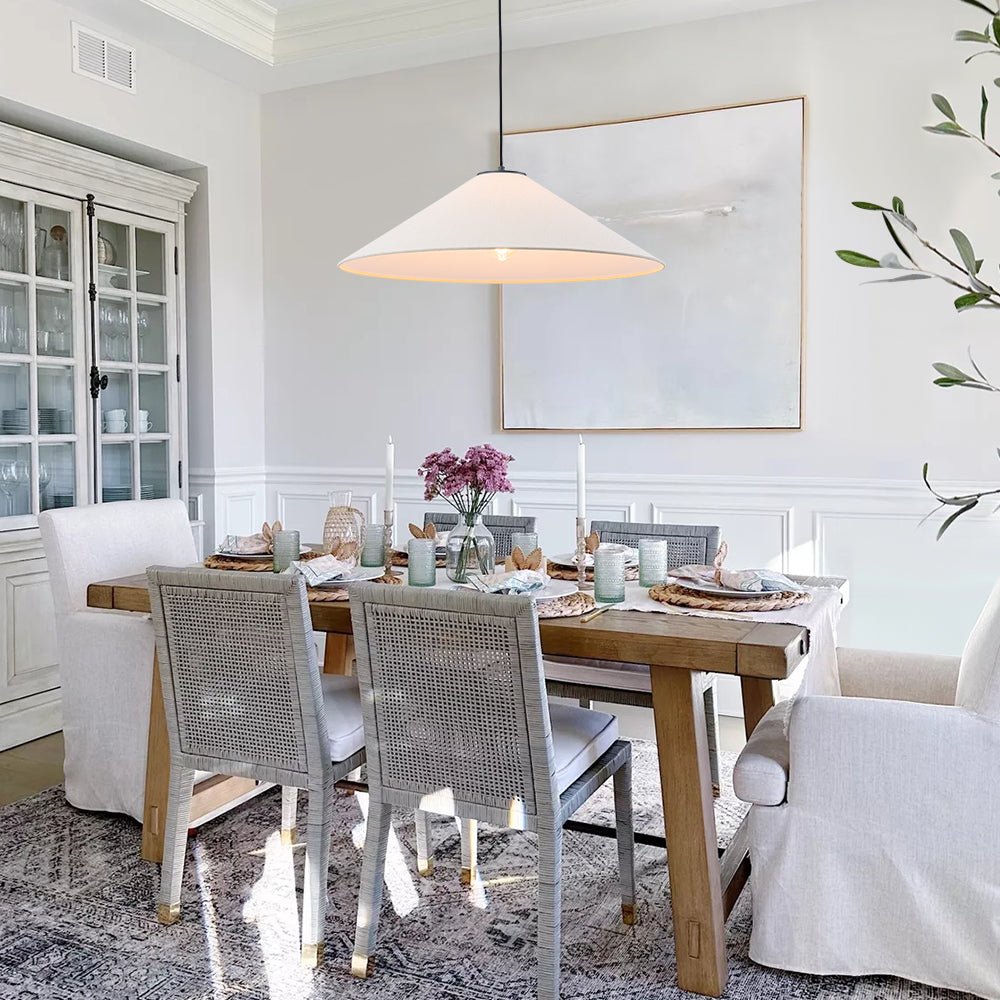 Pendantlightie - Contemporary 1 - Light Fabric Conical Linen White Pendant - Pendants - Medium - 