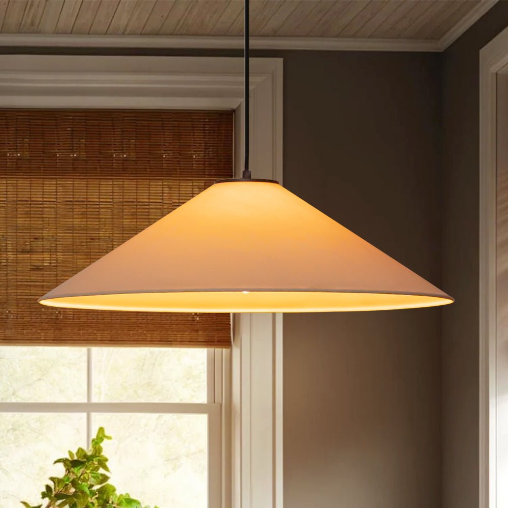Pendantlightie - Contemporary 1 - Light Fabric Conical Linen White Pendant - Pendants - Small - 