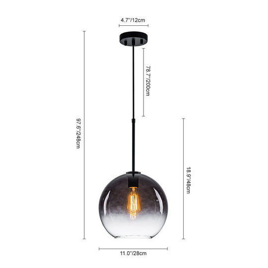 Pendantlightie-Contemporary 1-Light Gradient Color Glass Globe Pendant Light-Pendants-Gray-