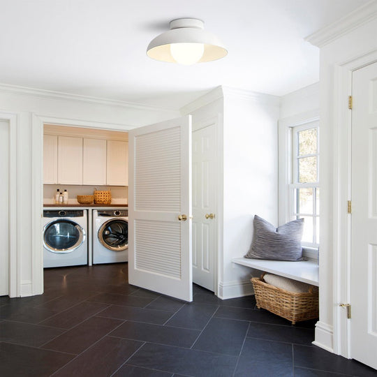 Pendantlightie - Contemporary 1 - Light Metal Dome Semi Ceiling Light With Glass - Semi Flush Mount - Black - 