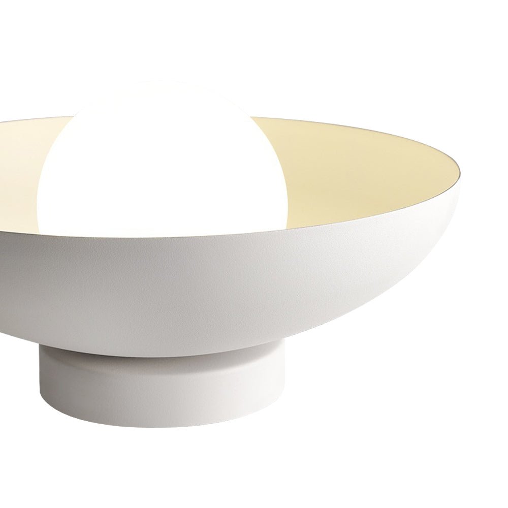 Pendantlightie - Contemporary 1 - Light Metal Dome Semi Ceiling Light With Glass - Semi Flush Mount - White - 