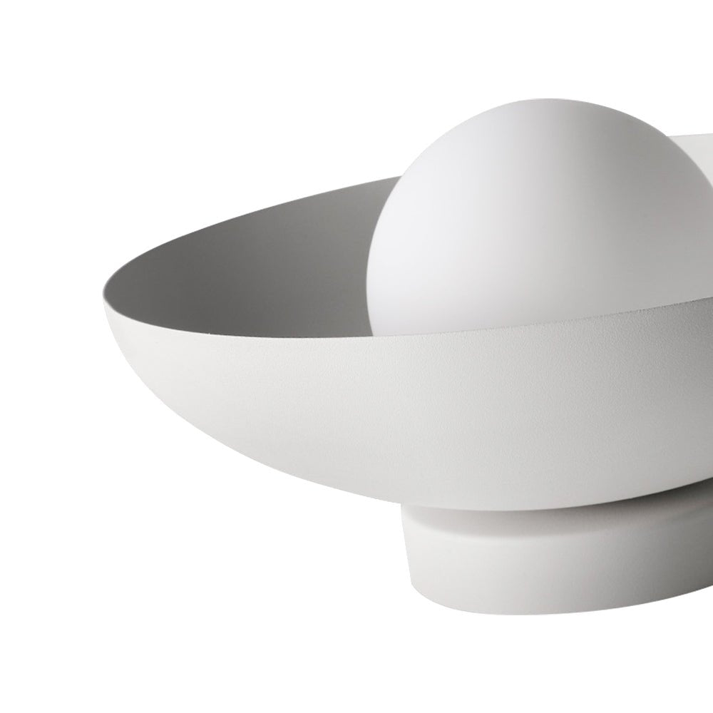 Pendantlightie - Contemporary 1 - Light Metal Dome Semi Ceiling Light With Glass - Semi Flush Mount - White - 