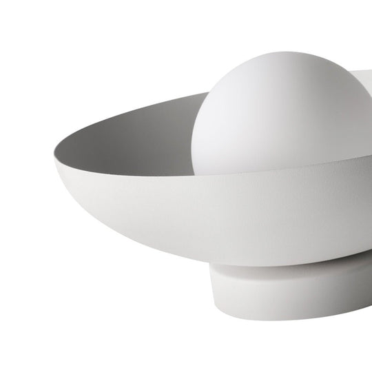 Pendantlightie - Contemporary 1 - Light Metal Dome Semi Ceiling Light With Glass - Semi Flush Mount - White - 