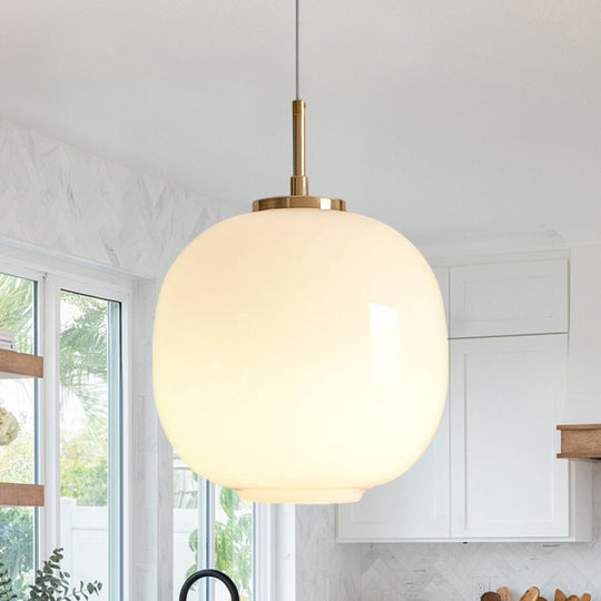 Pendantlightie - Contemporary 1 - Light Opal White Glass Globe Single Pendant Light - Pendants - Medium - 