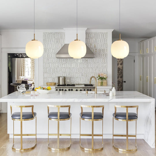 Pendantlightie - Contemporary 1 - Light Opal White Glass Globe Single Pendant Light - Pendants - Medium - 