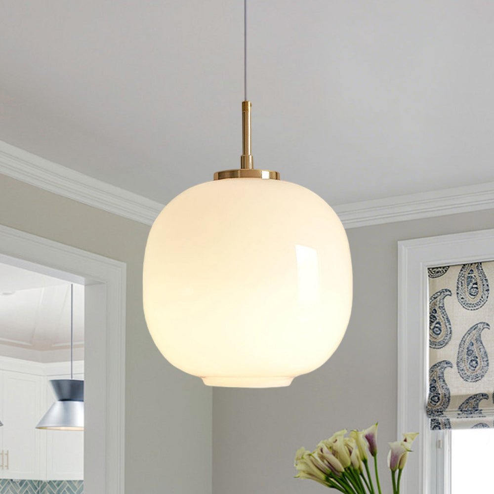 Pendantlightie - Contemporary 1 - Light Opal White Glass Globe Single Pendant Light - Pendants - Small - 
