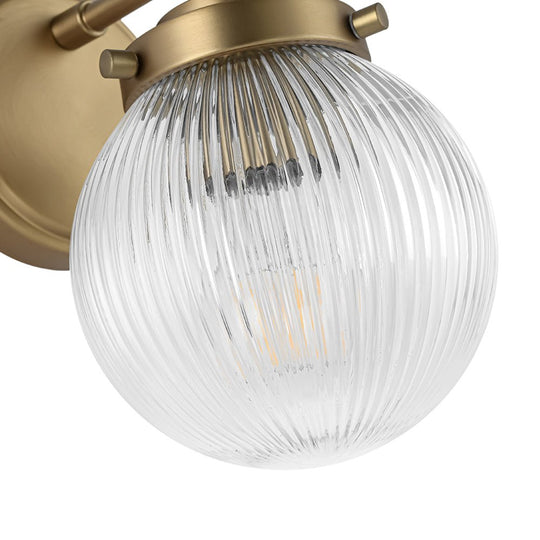 Pendantlightie - Contemporary 1 - Light Ribbed Glass Globe Wall Sconce Beside Mirror Sink - Wall Light - Brass - 