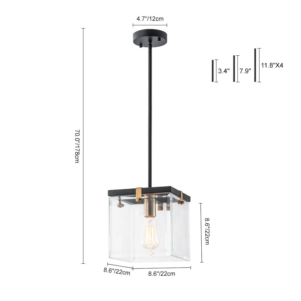 Pendantlightie - Contemporary 1 - Light Square Glass Pendant Light For Dining Space - Pendants - Black - 