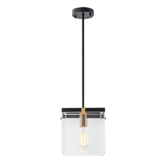 Pendantlightie - Contemporary 1 - Light Square Glass Pendant Light For Dining Space - Pendants - Black - 