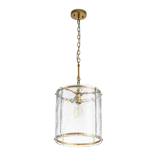 Pendantlightie - Contemporary 1 - Light Textured Water Glass Cylinder Single Pendant - Pendants - Nickel - 