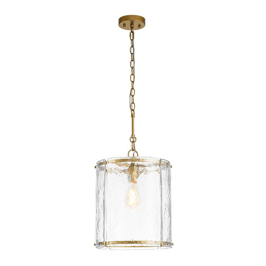 Pendantlightie - Contemporary 1 - Light Textured Water Glass Cylinder Single Pendant - Pendants - Nickel - 