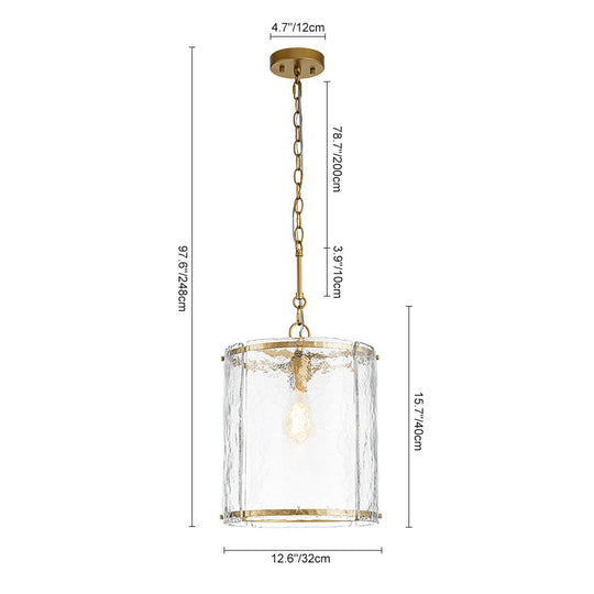 Pendantlightie - Contemporary 1 - Light Textured Water Glass Cylinder Single Pendant - Pendants - Nickel - 