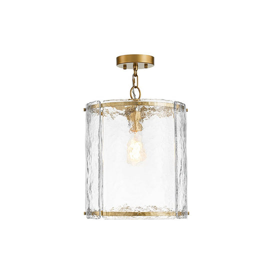 Pendantlightie - Contemporary 1 - Light Textured Water Glass Cylinder Single Pendant - Pendants - Nickel - 