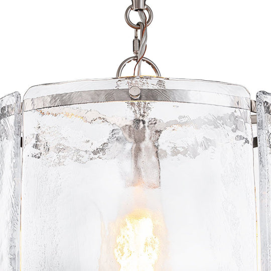 Pendantlightie - Contemporary 1 - Light Textured Water Glass Cylinder Single Pendant - Pendants - Nickel - 