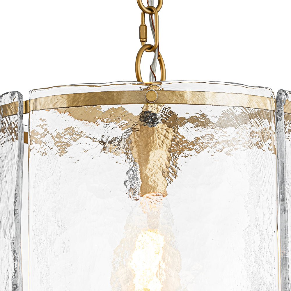 Pendantlightie - Contemporary 1 - Light Textured Water Glass Cylinder Single Pendant - Pendants - Nickel - 