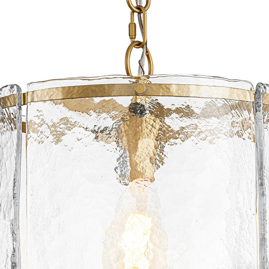 Pendantlightie - Contemporary 1 - Light Textured Water Glass Cylinder Single Pendant - Pendants - Nickel - 