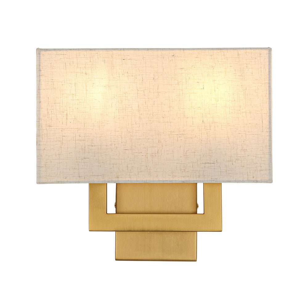 Pendantlightie-Contemporary 2-Light Fabric Rectangle Linen Shade Wall Sconce-Wall Light-Brass-