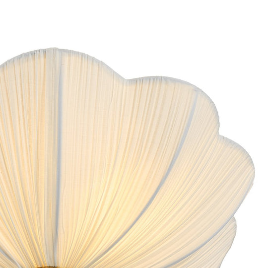 Pendantlightie - Contemporary 3 - Light Scalloped Fabric Shade Pleated Semi Ceiling Light - Semi Flush Mount - Brass - 