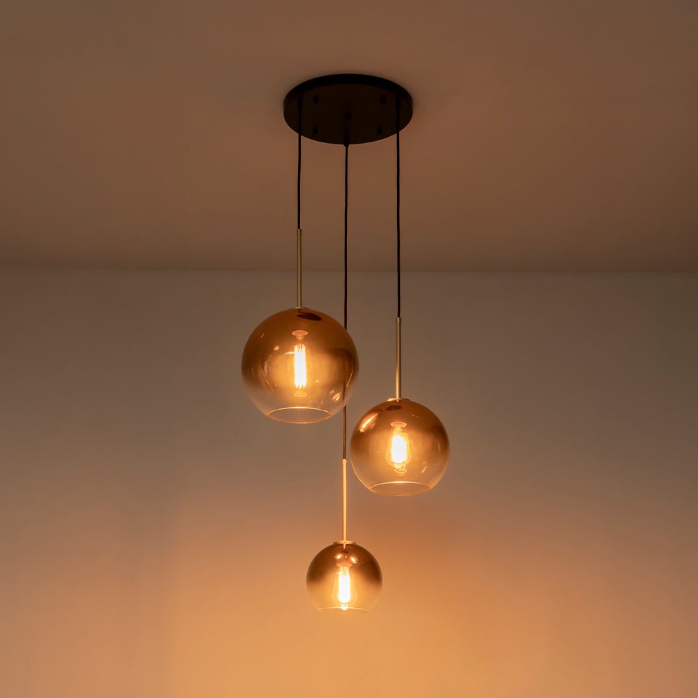 Pendantlightie - Contemporary 3 - Light Sculptural Cluster Spherical Gradient Glass Pendant - Pendants - Gradient Gold - 