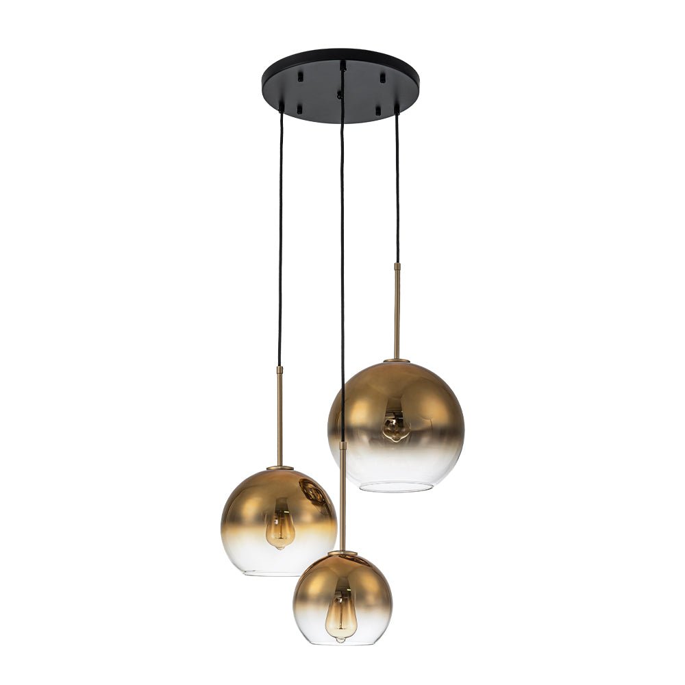 Pendantlightie - Contemporary 3 - Light Sculptural Cluster Spherical Gradient Glass Pendant - Pendants - Gradient Gold - 