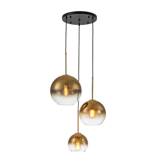 Pendantlightie - Contemporary 3 - Light Sculptural Cluster Spherical Gradient Glass Pendant - Pendants - Gradient Gold - 