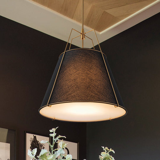 Pendantlightie - Contemporary 4 - Light Conical Linen Tapered Pendant Light - Pendants - Large - Black