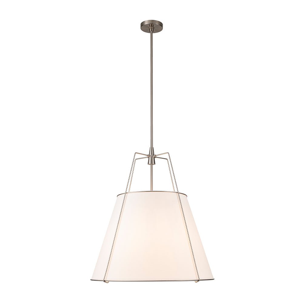 Pendantlightie - Contemporary 4 - Light Conical Linen Tapered Pendant Light - Pendants - Large - Black+Brass