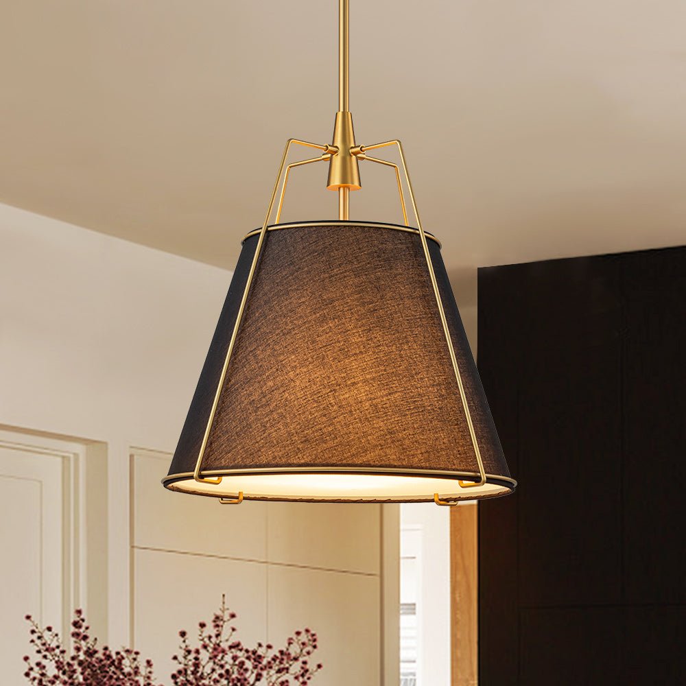 Pendantlightie - Contemporary 4 - Light Conical Linen Tapered Pendant Light - Pendants - Small - Black