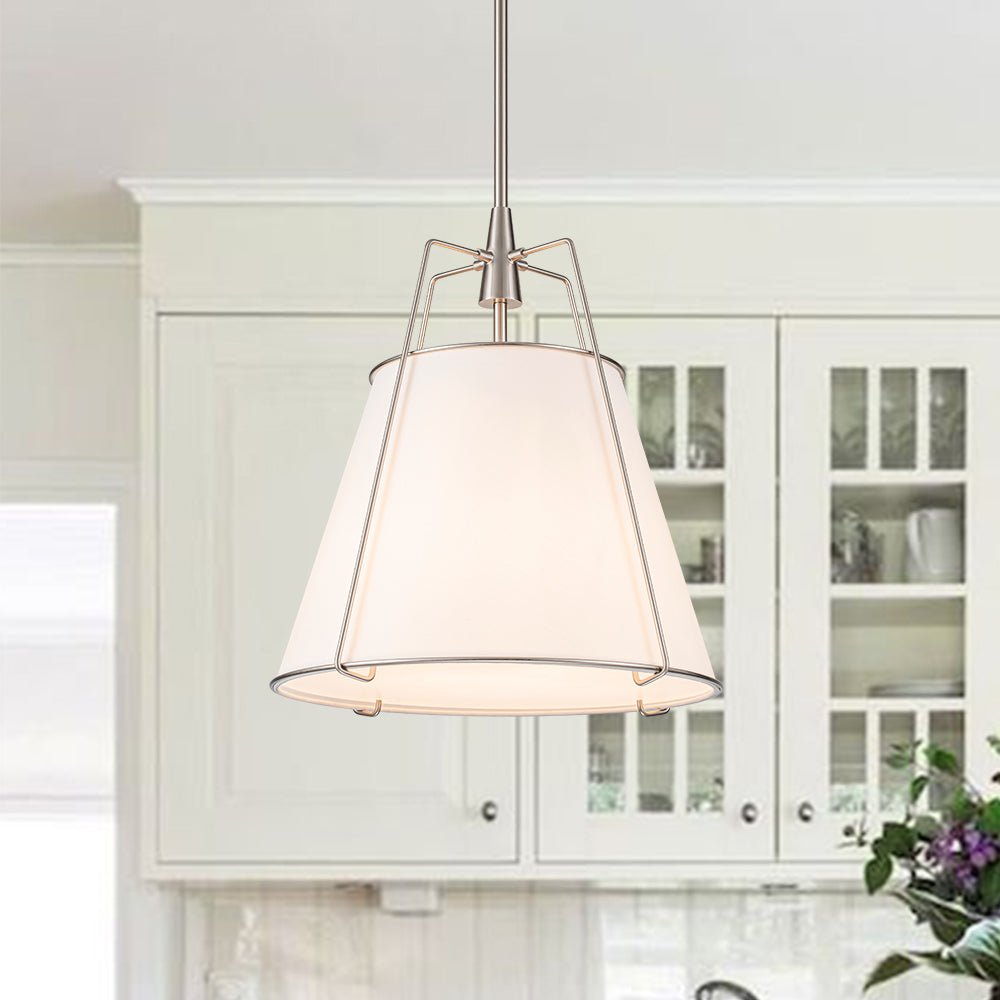 Pendantlightie - Contemporary 4 - Light Conical Linen Tapered Pendant Light - Pendants - Small - White+Black