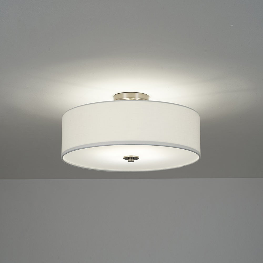 Pendantlightie-Contemporary 4-Light Tiered Fabric Linen Drum Semi Ceiling Light-Semi Flush Mount-Black-Large (2 Tier)