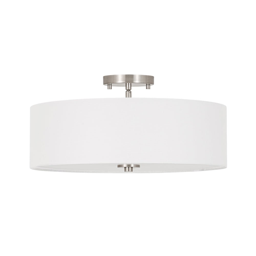 Pendantlightie-Contemporary 4-Light Tiered Fabric Linen Drum Semi Ceiling Light-Semi Flush Mount-Black-Large (2 Tier)