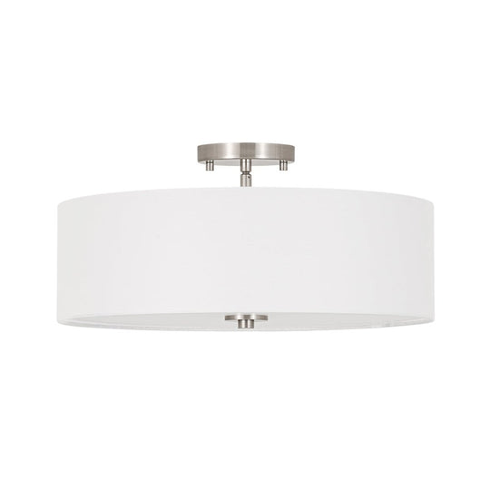 Pendantlightie-Contemporary 4-Light Tiered Fabric Linen Drum Semi Ceiling Light-Semi Flush Mount-Black-Large (2 Tier)