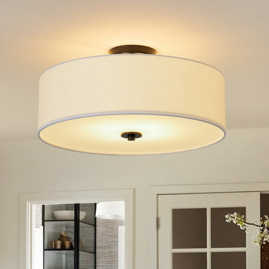 Pendantlightie-Contemporary 4-Light Tiered Fabric Linen Drum Semi Ceiling Light-Semi Flush Mount-Black-Small (1 Tier)