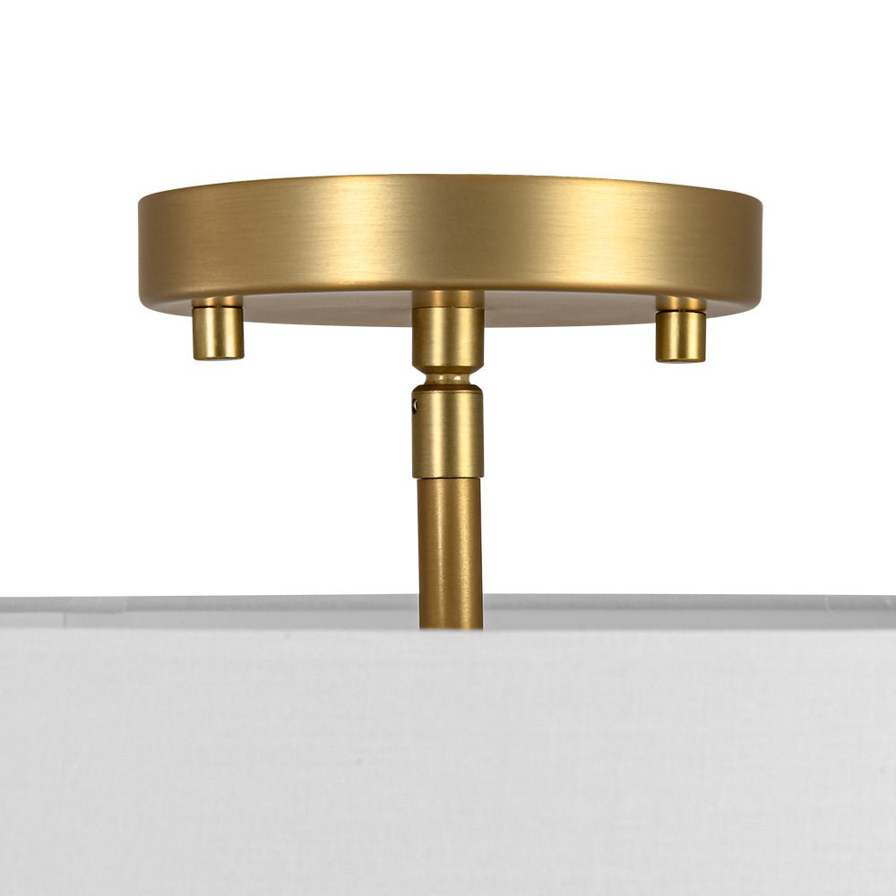 Pendantlightie - Contemporary 4 - Light Tiered Fabric Linen Drum Semi Ceiling Light - Semi Flush Mount - Brass - Small (1 Tier)