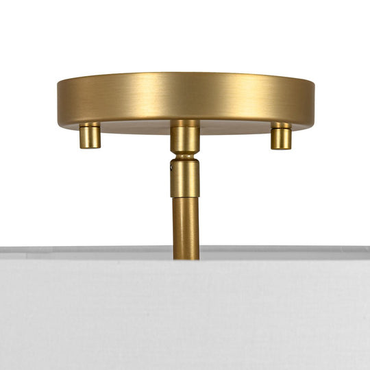 Pendantlightie - Contemporary 4 - Light Tiered Fabric Linen Drum Semi Ceiling Light - Semi Flush Mount - Brass - Small (1 Tier)