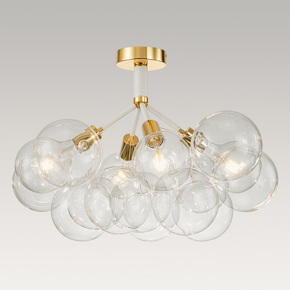 Pendantlightie - Contemporary Clear Glass Bubble Semi Flush Mount - Semi Flush Mount - 4Lt - White