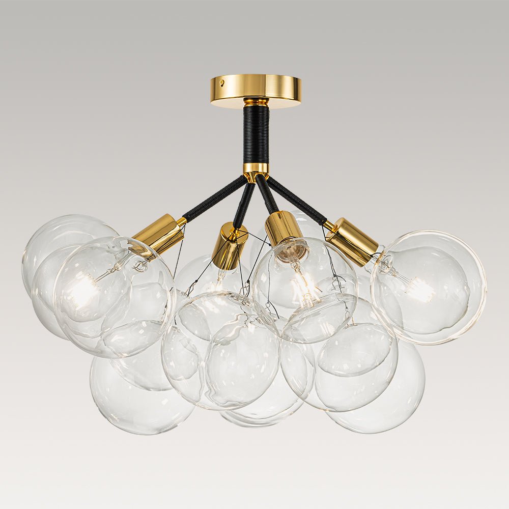 Pendantlightie - Contemporary Clear Glass Bubble Semi Flush Mount - Semi Flush Mount - 4Lt - White