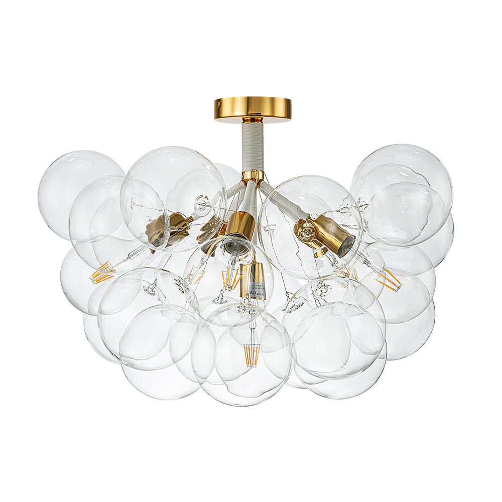 Pendantlightie - Contemporary Clear Glass Bubble Semi Flush Mount - Semi Flush Mount - 4Lt - White