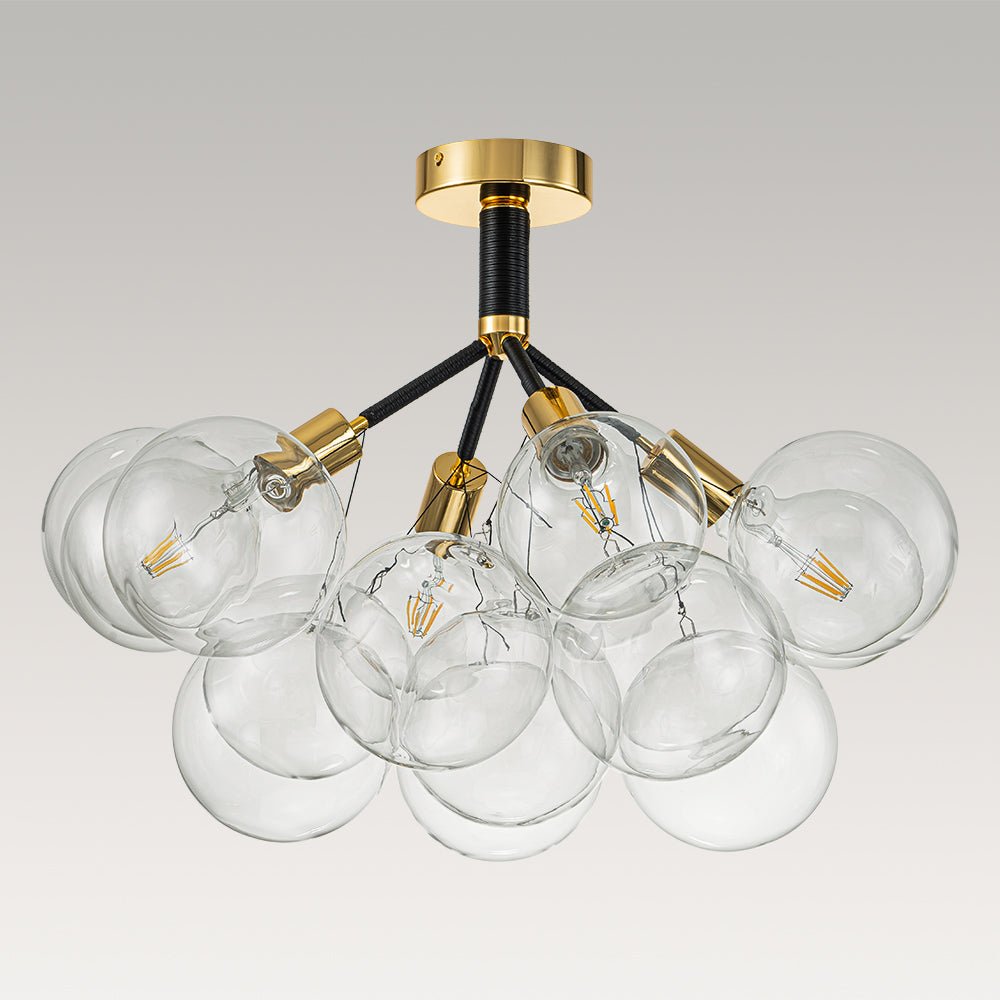 Pendantlightie - Contemporary Clear Glass Bubble Semi Flush Mount - Semi Flush Mount - 4Lt - White