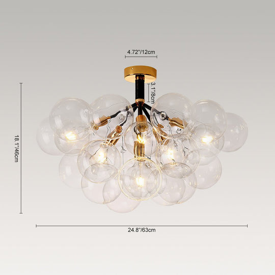 Pendantlightie - Contemporary Clear Glass Bubble Semi Flush Mount - Semi Flush Mount - 4Lt - White